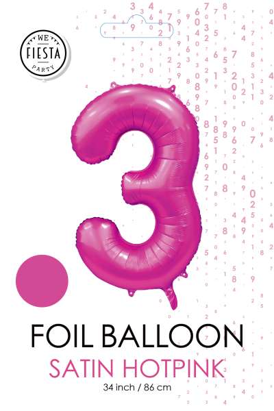 XXL Folienballon Zahl 3 Satin Pink